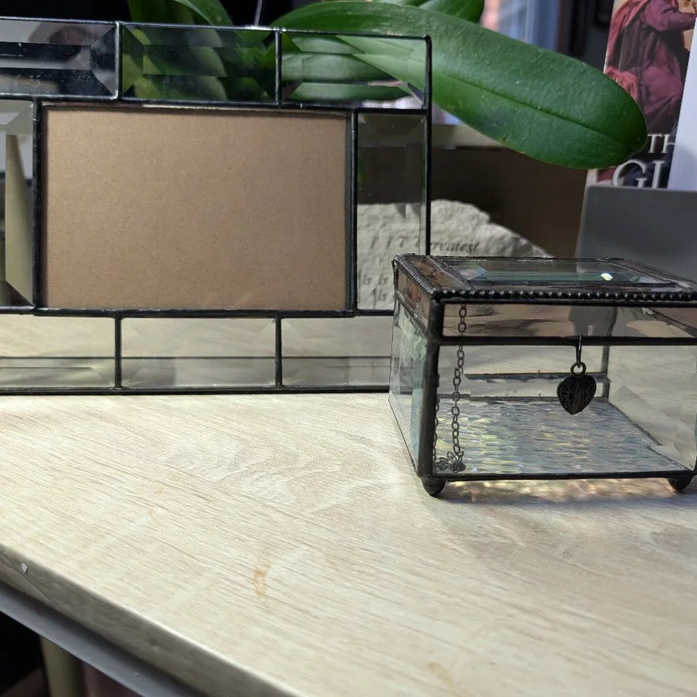 J Devlin Glass Art Photo Frame and Trinket Box - Picture 1 of 3